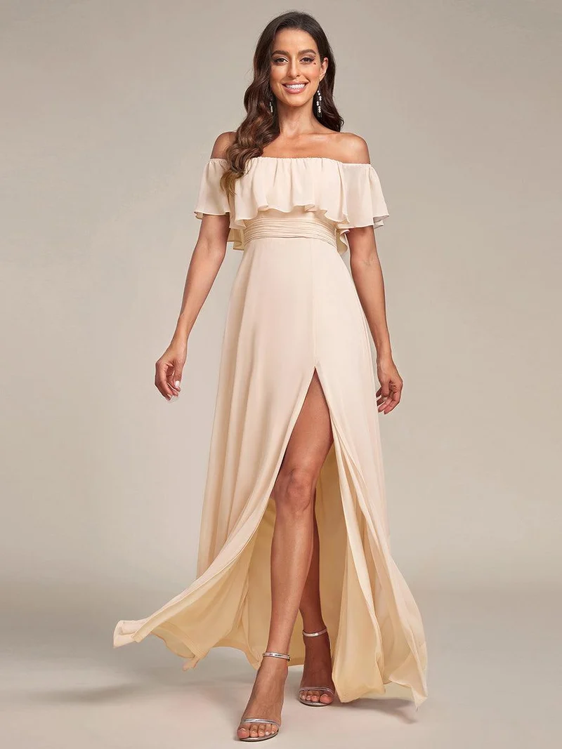 ever ÉMILE|Robe demoiselle d'honneur magnifique longue fendue à épaules dénudées