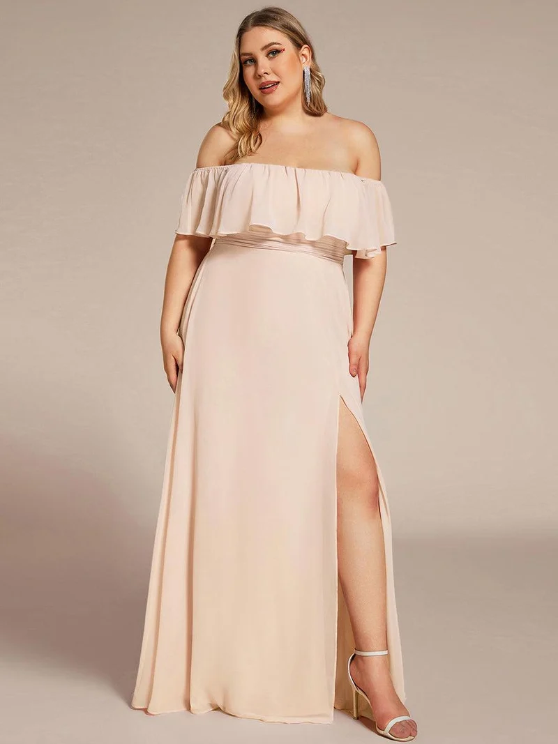ever ÉMILE|Robe demoiselle d'honneur magnifique longue fendue à épaules dénudées