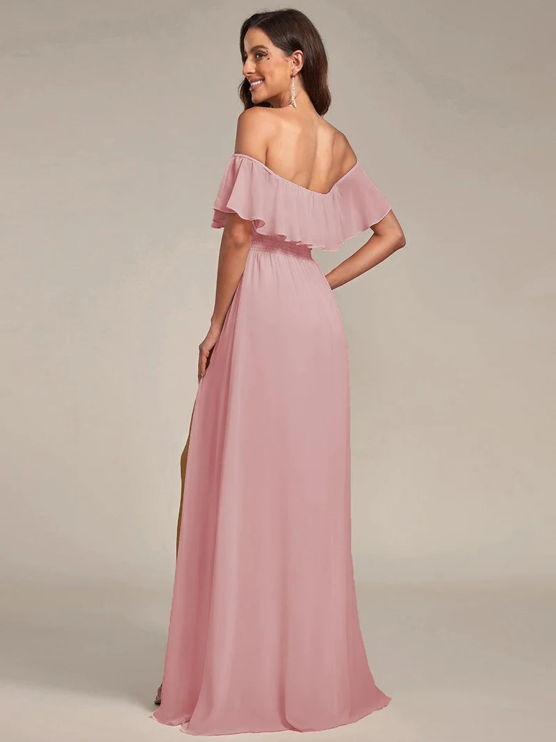 ever ÉMILE|Robe demoiselle d'honneur magnifique longue fendue à épaules dénudées