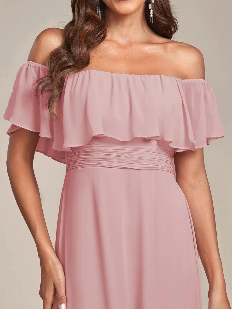 ever ÉMILE|Robe demoiselle d'honneur magnifique longue fendue à épaules dénudées