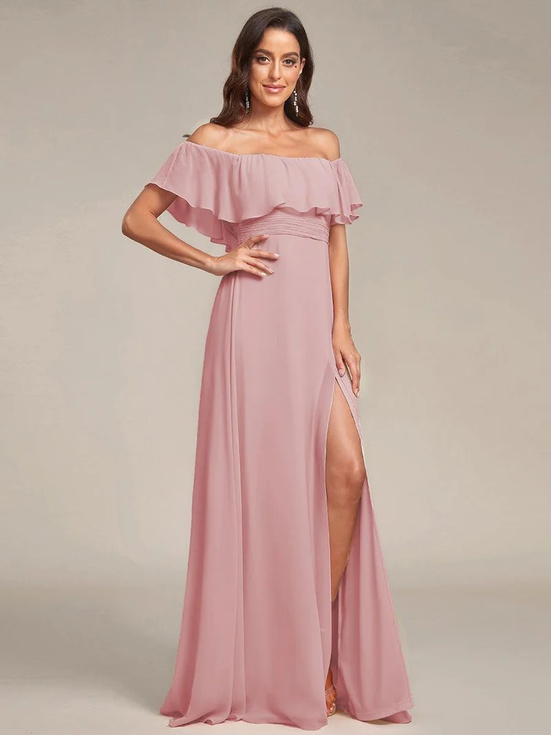ever ÉMILE|Robe demoiselle d'honneur magnifique longue fendue à épaules dénudées