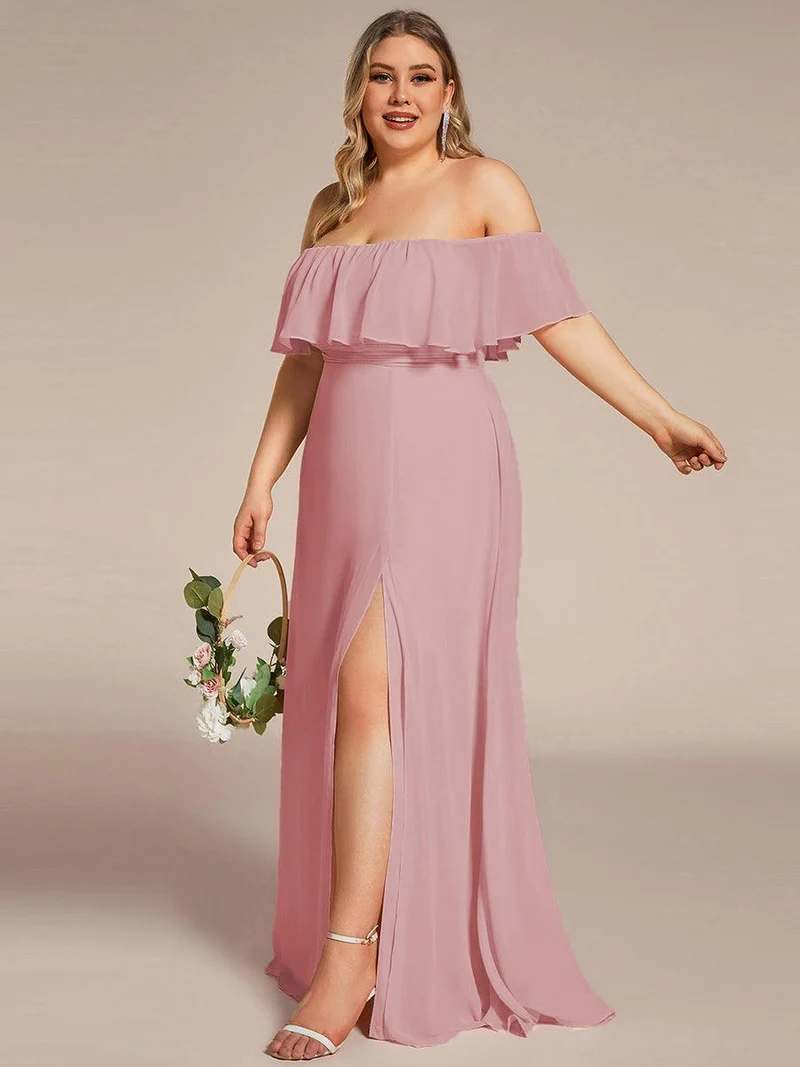 ever ÉMILE|Robe demoiselle d'honneur magnifique longue fendue à épaules dénudées