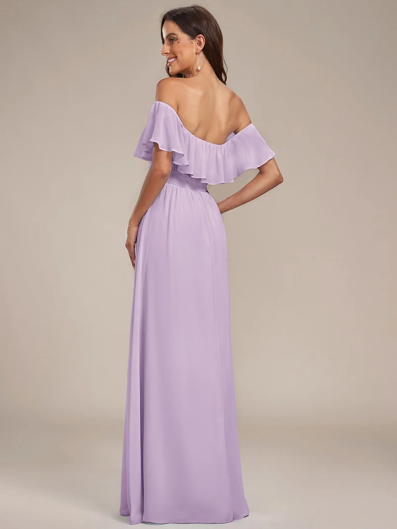 ever ÉMILE|Robe demoiselle d'honneur magnifique longue fendue à épaules dénudées