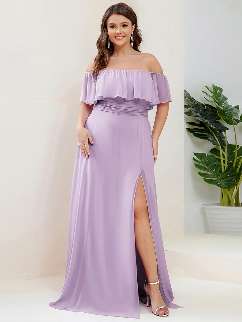 ever ÉMILE|Robe demoiselle d'honneur magnifique longue fendue à épaules dénudées