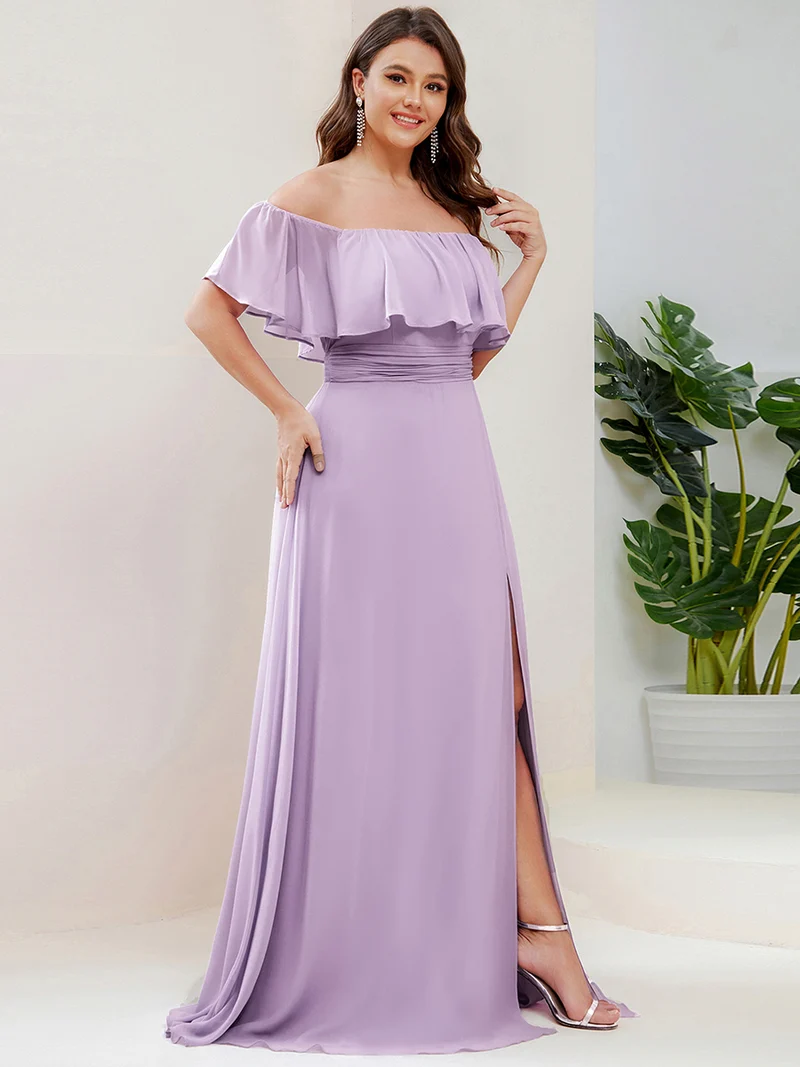 ever ÉMILE|Robe demoiselle d'honneur magnifique longue fendue à épaules dénudées