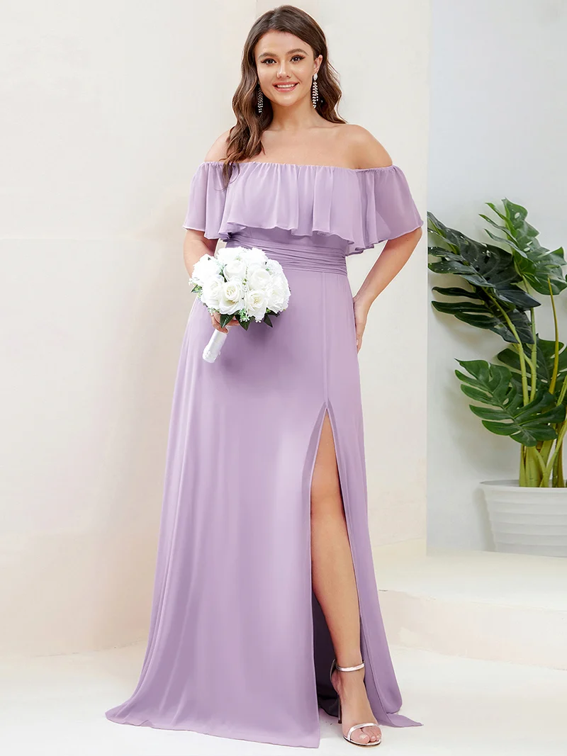 ever ÉMILE|Robe demoiselle d'honneur magnifique longue fendue à épaules dénudées