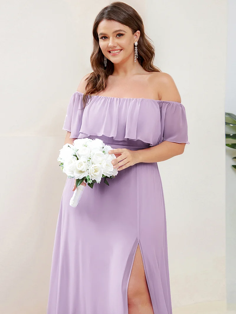 ever ÉMILE|Robe demoiselle d'honneur magnifique longue fendue à épaules dénudées