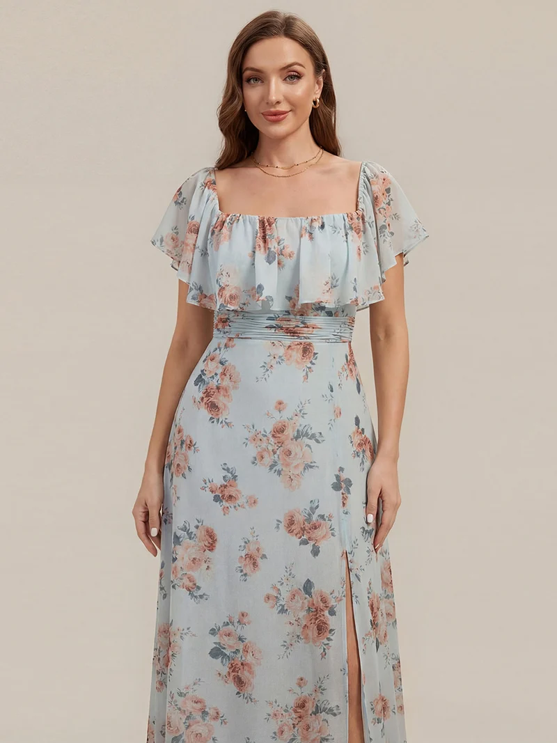 ever ÉMILE|Robe demoiselle d'honneur magnifique longue fendue à épaules dénudées