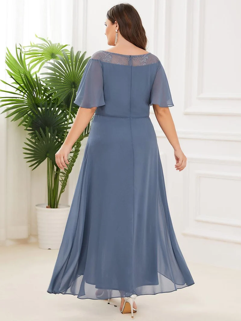 Robe mi-longue trapèze décontractée à encolure bateau pour femmes de grande taille avec ourlets asymétriques(Vente finale)