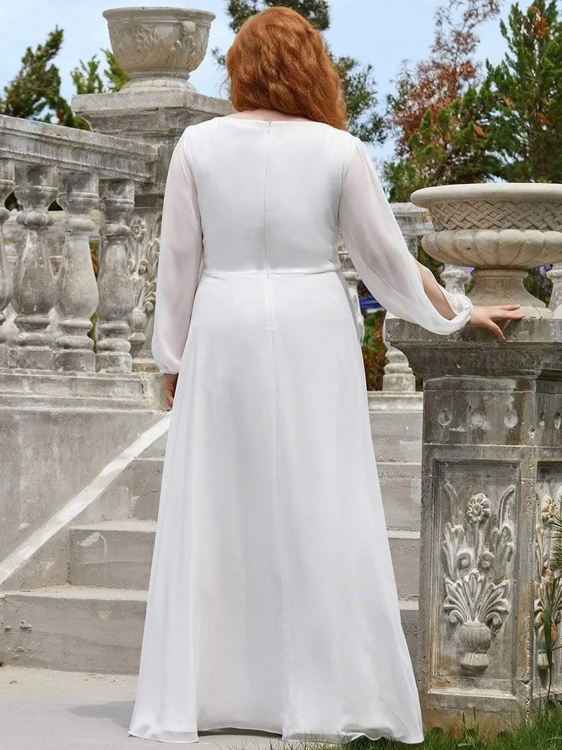 ever AMOUR|Robe de Soiree Longue Elegante Avec Lanterne en V Profond a Manches Fendues et Appliques