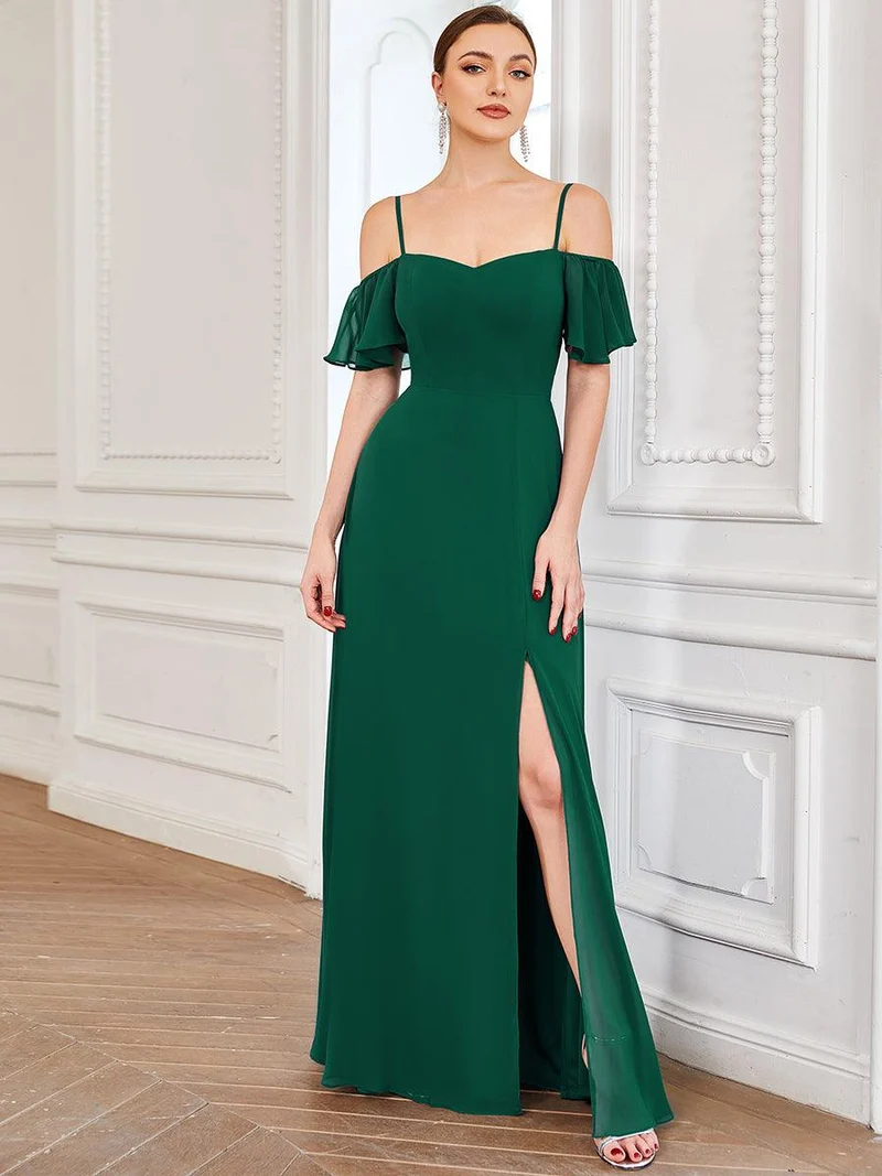 ever REYA|Robe de soirée Fendue à épaules dénudées Encolure en V