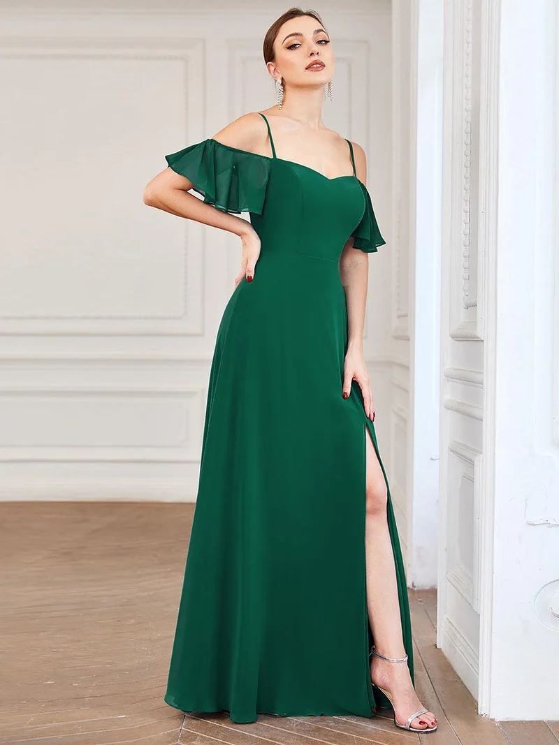 ever REYA|Robe de soirée Fendue à épaules dénudées Encolure en V