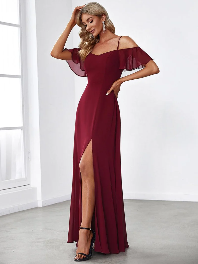 ever REYA|Robe de soirée Fendue à épaules dénudées Encolure en V