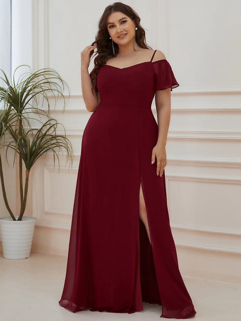 ever REYA|Robe de soirée Fendue à épaules dénudées Encolure en V