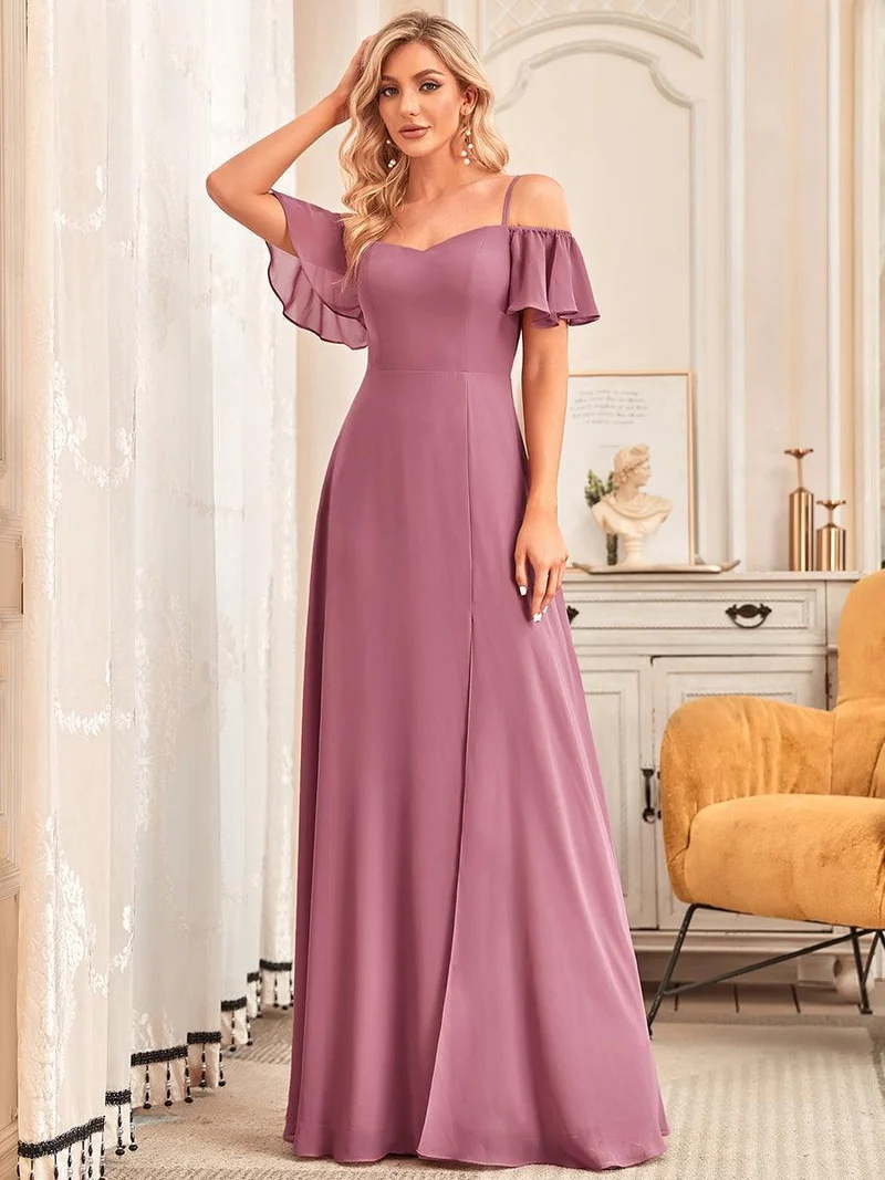 ever REYA|Robe de soirée Fendue à épaules dénudées Encolure en V