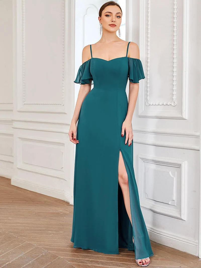 ever REYA|Robe de soirée Fendue à épaules dénudées Encolure en V