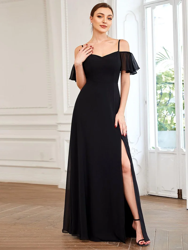 ever REYA|Robe de soirée Fendue à épaules dénudées Encolure en V