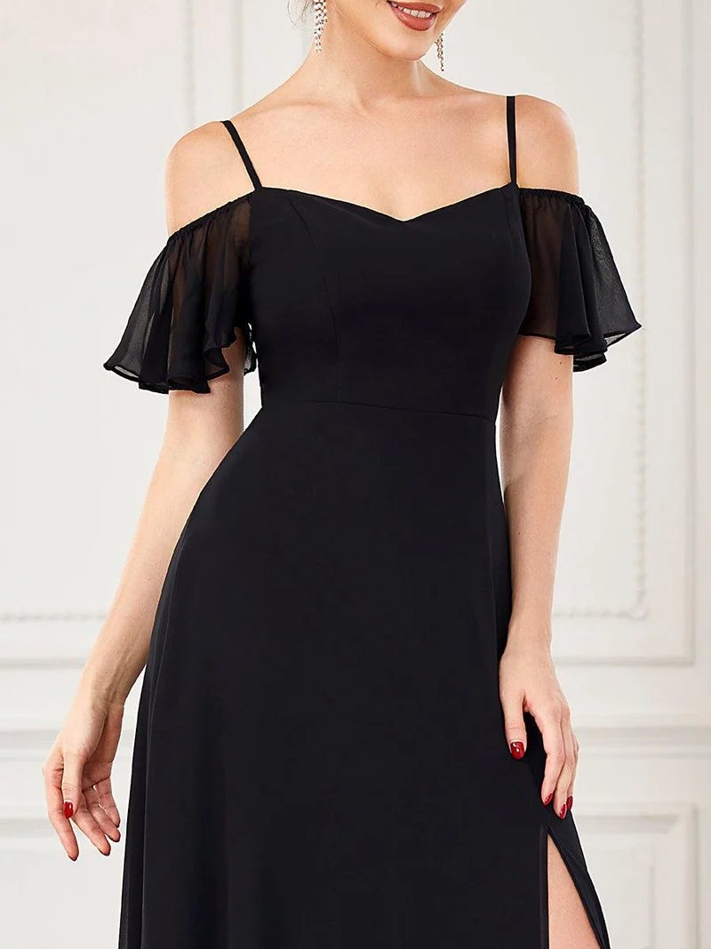 ever REYA|Robe de soirée Fendue à épaules dénudées Encolure en V