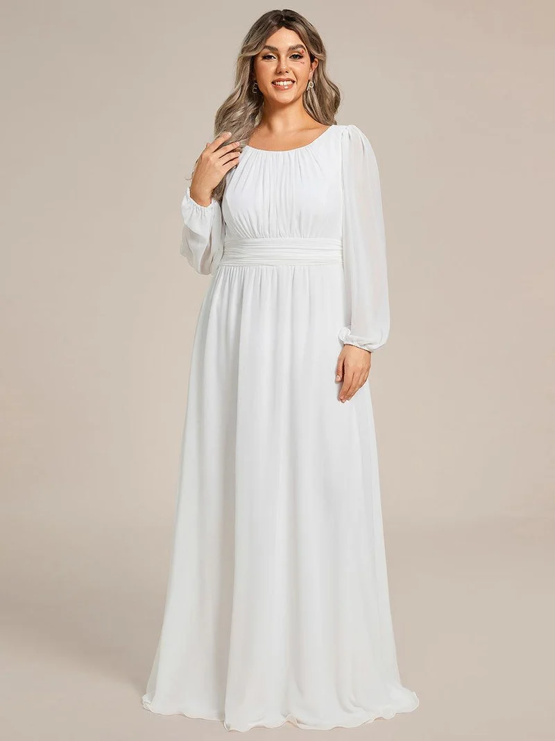 pretty CELESTE|Robe de demoiselle d'honneur plissée à manches longues transparente de grande taille