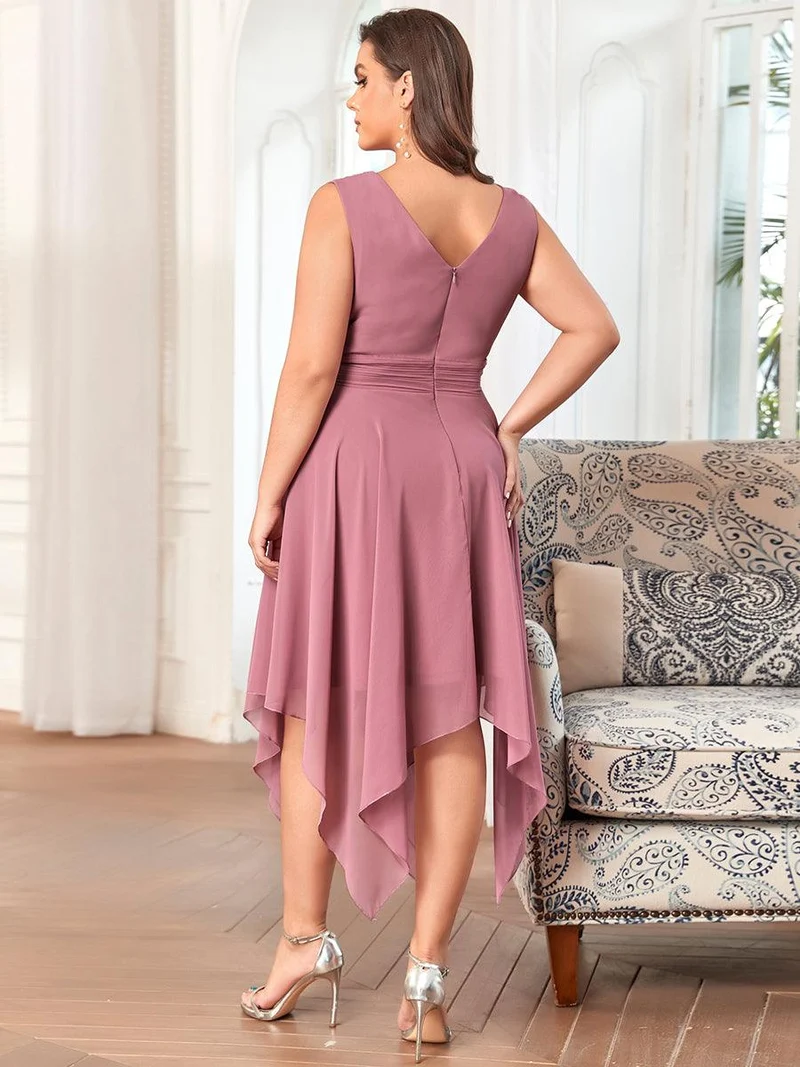 ever ELORA|Robe de demoiselle d'honneur Ourlet irrégulier Mousseline longue au genou