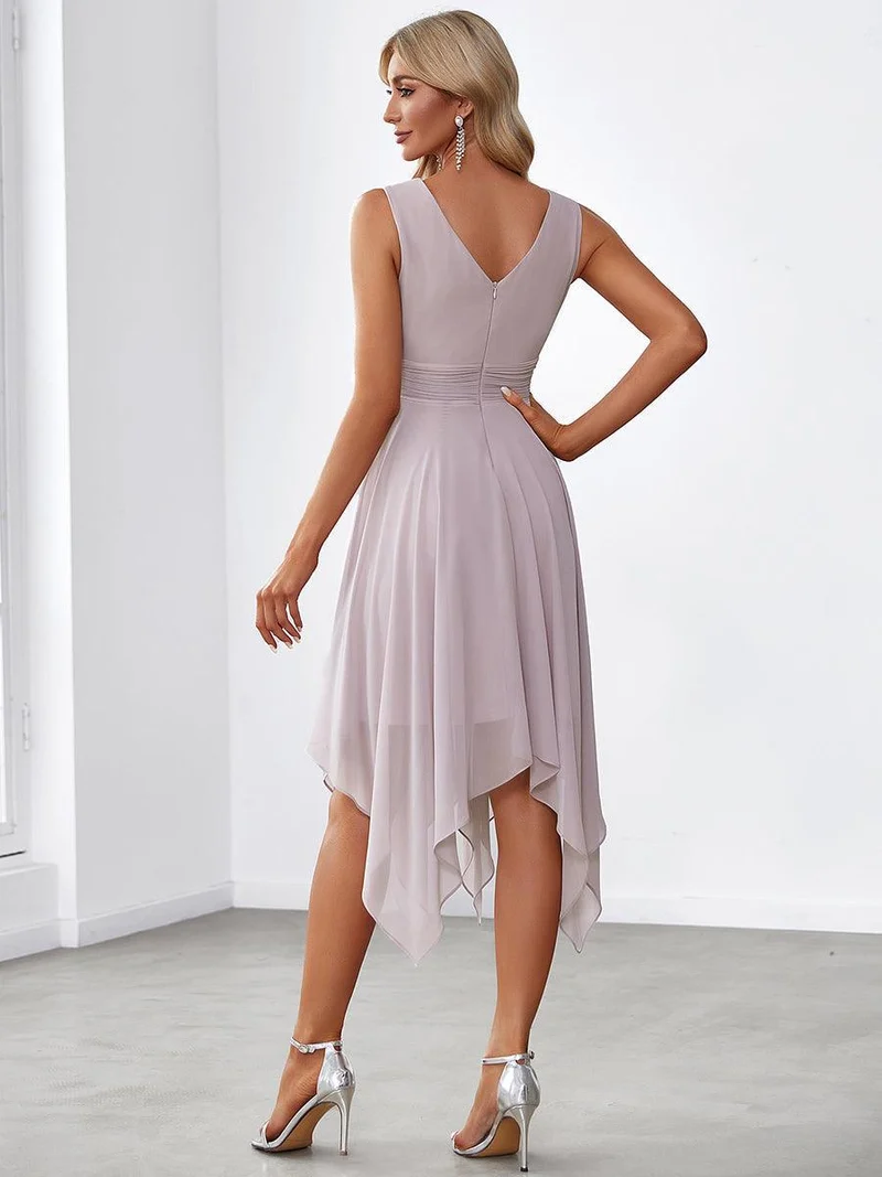 ever ELORA|Robe de demoiselle d'honneur Ourlet irrégulier Mousseline longue au genou