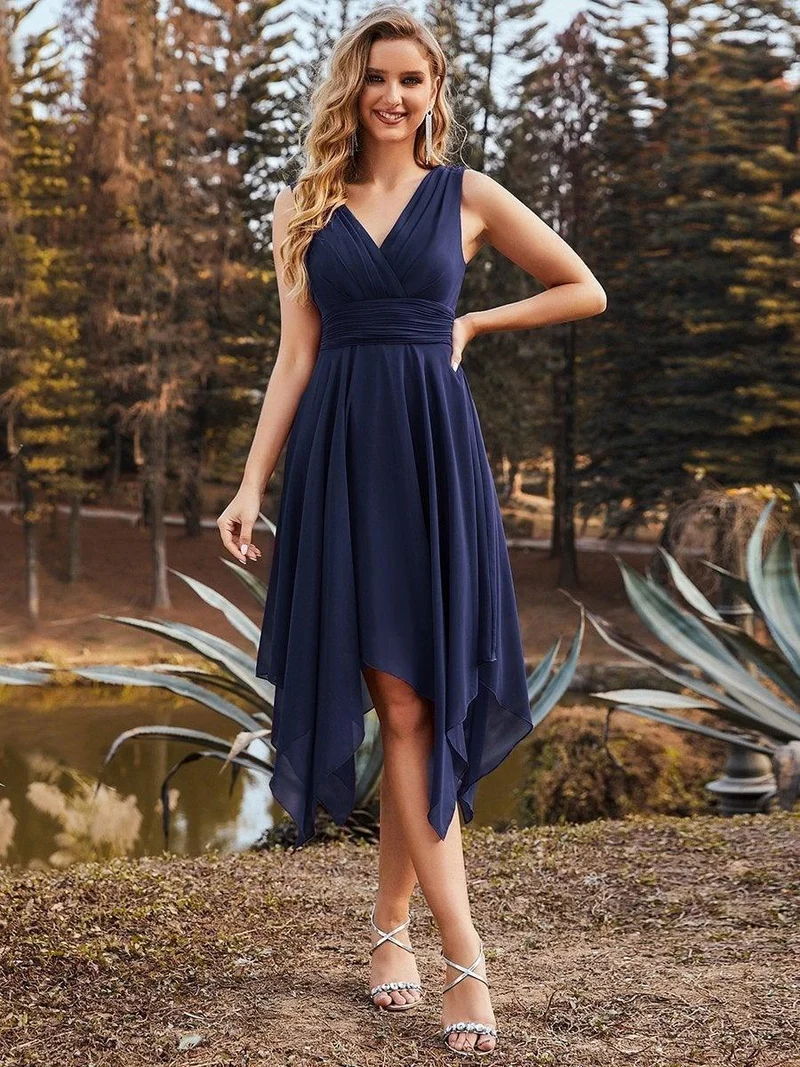 ever ELORA|Robe de demoiselle d'honneur Ourlet irrégulier Mousseline longue au genou