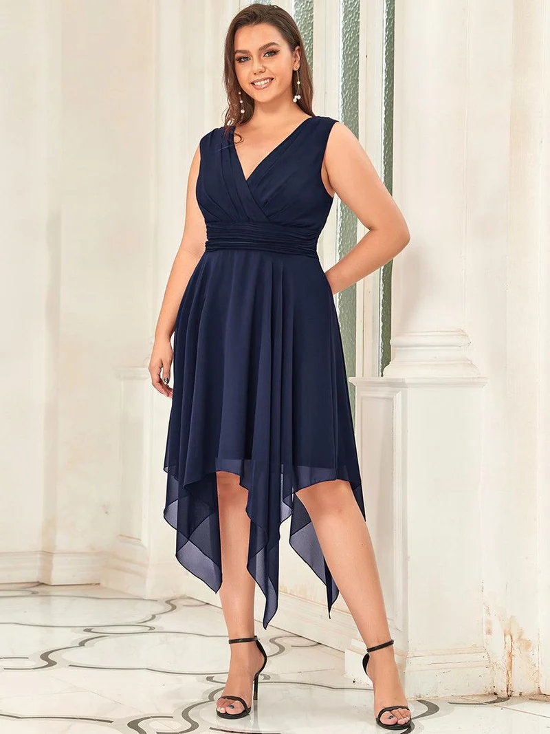 ever ELORA|Robe de demoiselle d'honneur Ourlet irrégulier Mousseline longue au genou