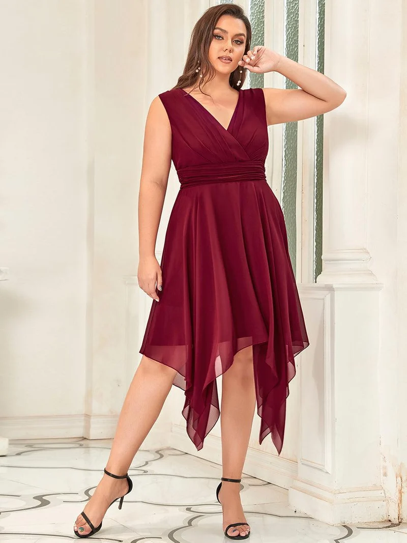 ever ELORA|Robe de demoiselle d'honneur Ourlet irrégulier Mousseline longue au genou