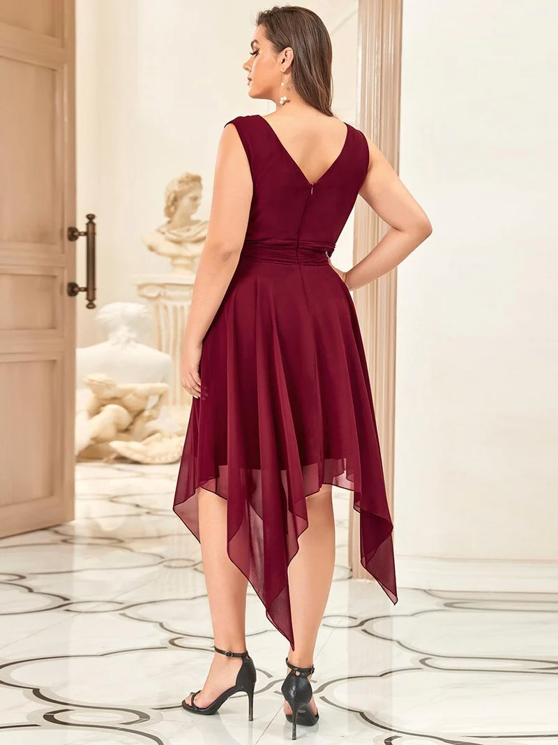 ever ELORA|Robe de demoiselle d'honneur Ourlet irrégulier Mousseline longue au genou