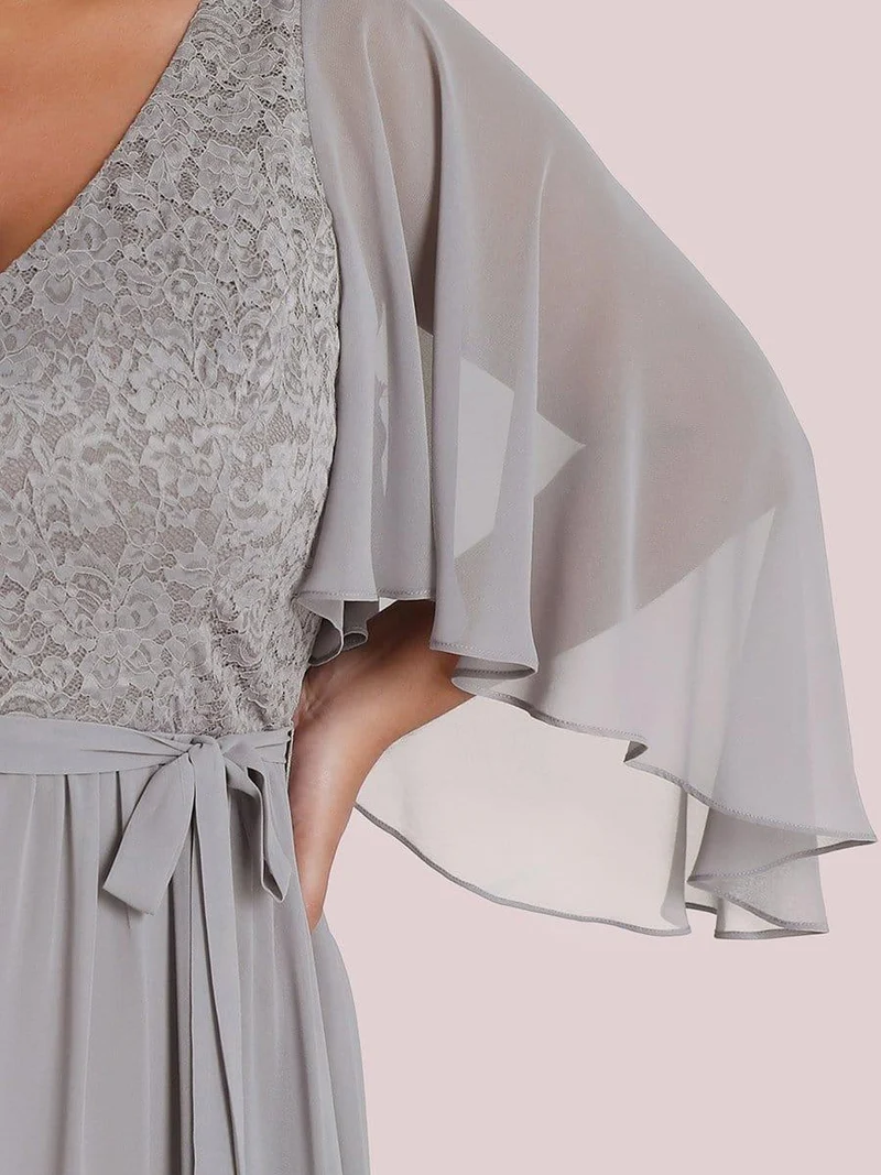 Robe de soirée élégante en mousseline de soie à col en V profond(Vente finale)