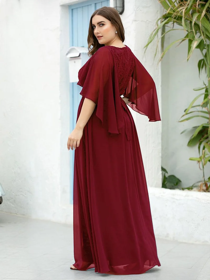 Robe de soirée élégante en mousseline de soie à col en V profond(Vente finale)