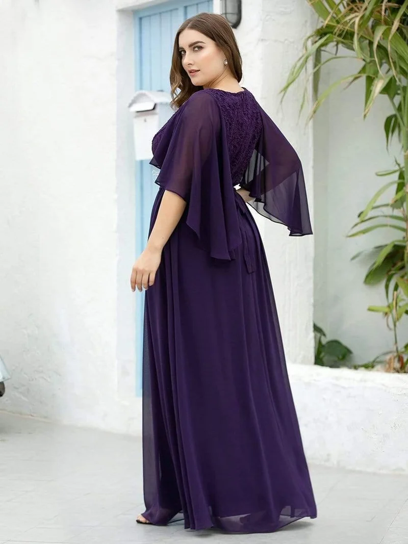 Robe de soirée élégante en mousseline de soie à col en V profond(Vente finale)