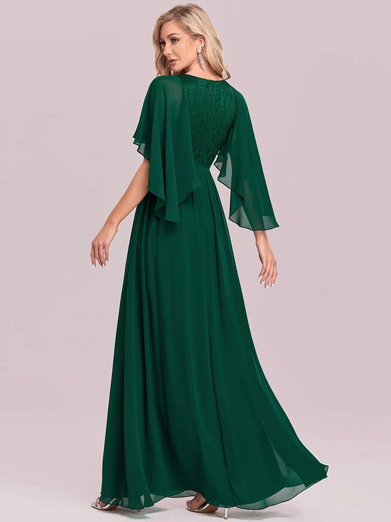Robe de soirée élégante en mousseline de soie à col en V profond(Vente finale)