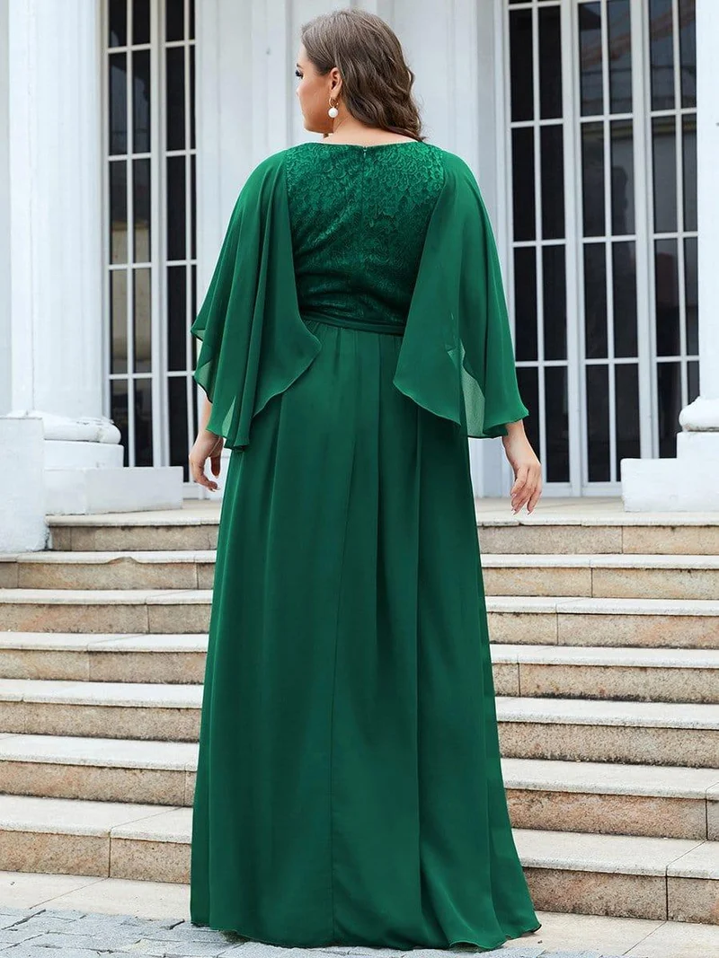 Robe de soirée élégante en mousseline de soie à col en V profond(Vente finale)