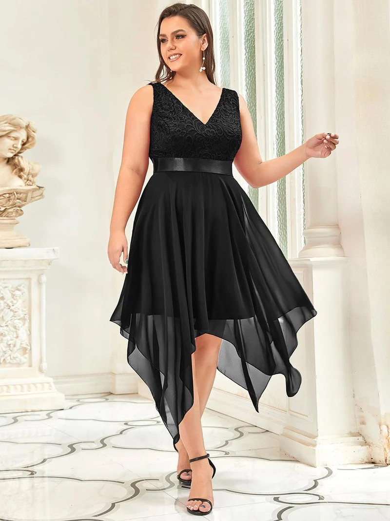 ever COSTA|Robe demoiselle d'honneur irrégulière en dentelle en mousseline avec col en V pour femme