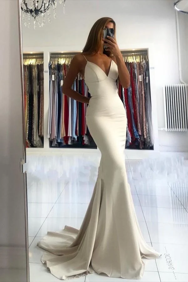 Robe de bal sirène élégante à bretelles spaghetti pour femme - Tenue de soirée parfaite