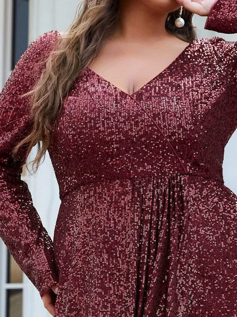 pretty SYREN|Robe de soirée à manches longues et à sequins(Vente Finale)
