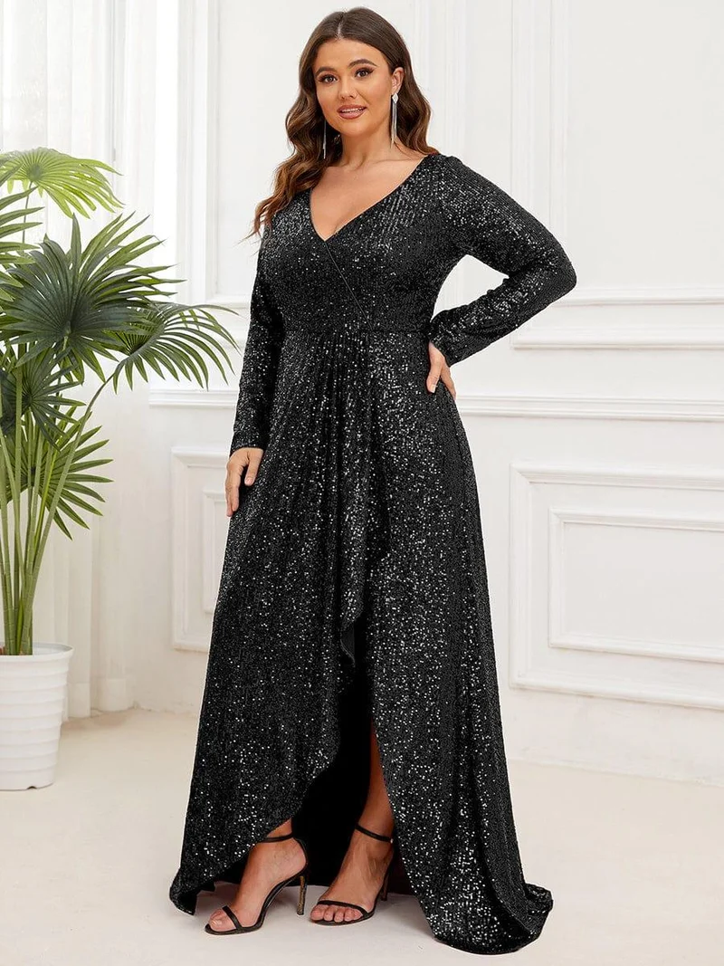 pretty SYREN|Robe de soirée à manches longues et à sequins(Vente Finale)