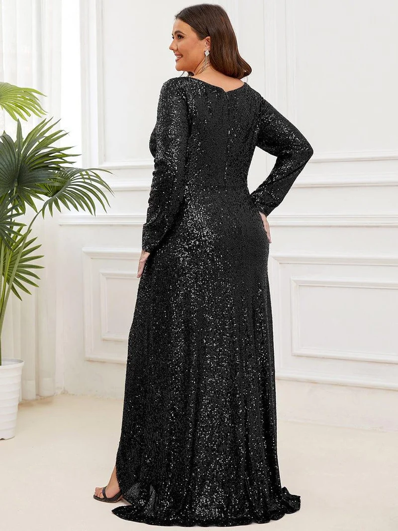 pretty SYREN|Robe de soirée à manches longues et à sequins(Vente Finale)