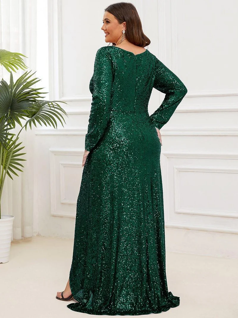 pretty SYREN|Robe de soirée à manches longues et à sequins(Vente Finale)