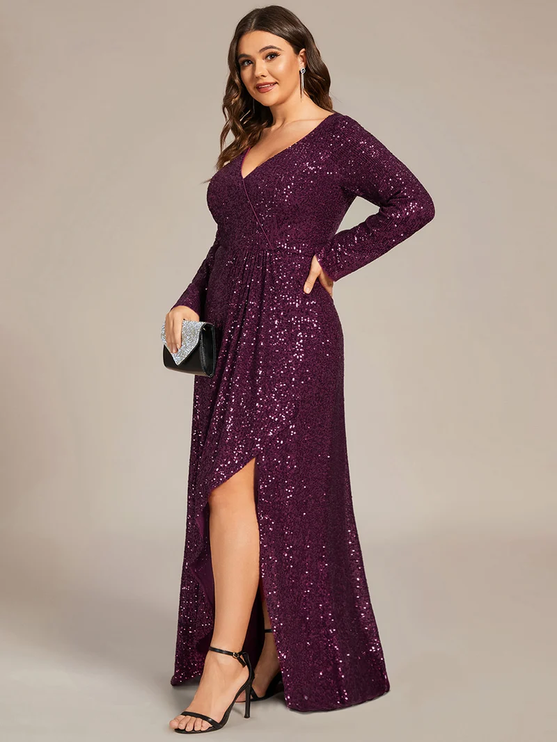 pretty SYREN|Robe de soirée à manches longues et à sequins(Vente Finale)