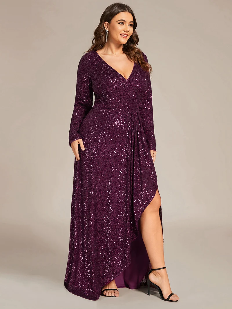 pretty SYREN|Robe de soirée à manches longues et à sequins(Vente Finale)