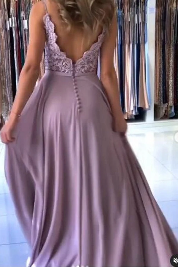Robe de bal sirène élégante à bretelles spaghetti et dentelle à paillettes avec fente