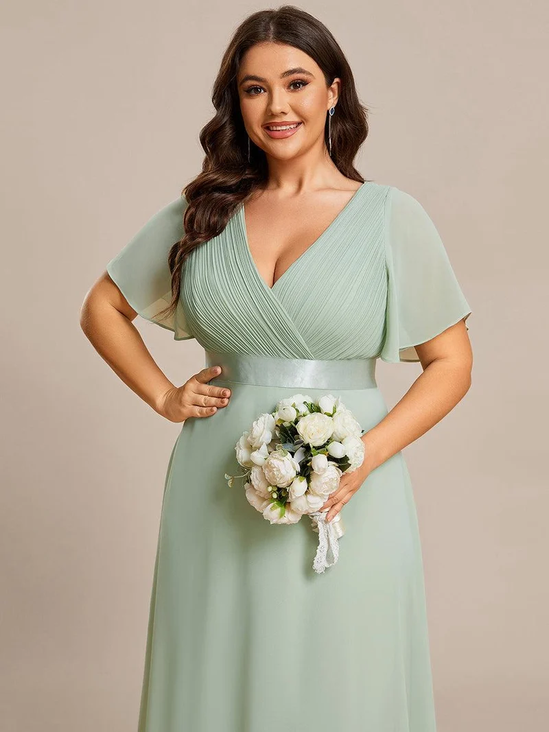 pretty MONICA|Robe demoiselle d'honneur grande taille empire avec manches flottantes