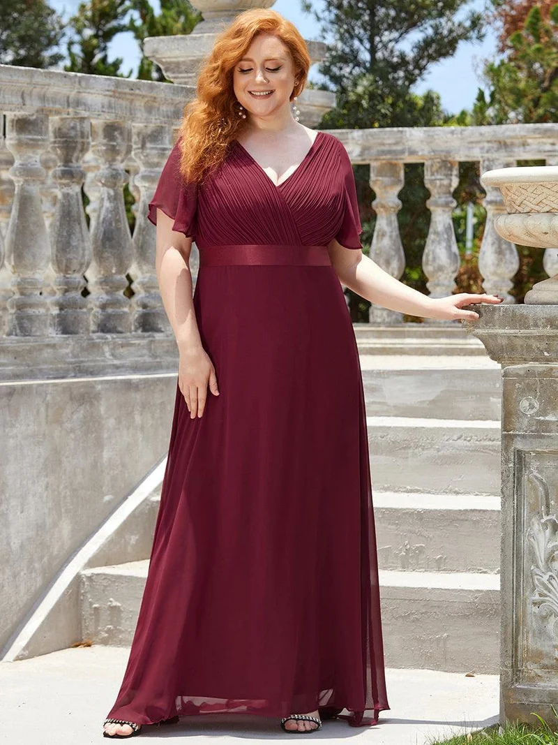 pretty MONICA|Robe demoiselle d'honneur grande taille empire avec manches flottantes