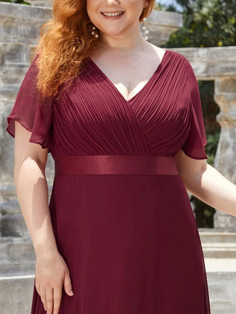 pretty MONICA|Robe demoiselle d'honneur grande taille empire avec manches flottantes