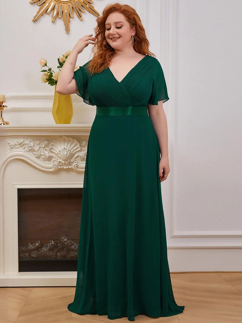 pretty MONICA|Robe demoiselle d'honneur grande taille empire avec manches flottantes