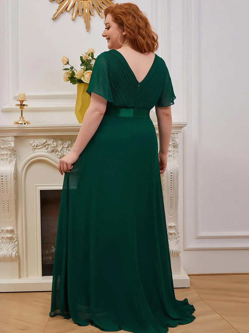 pretty MONICA|Robe demoiselle d'honneur grande taille empire avec manches flottantes