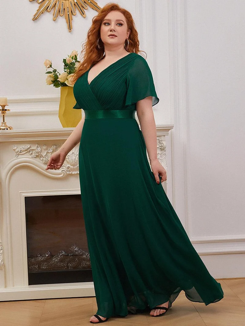 pretty MONICA|Robe demoiselle d'honneur grande taille empire avec manches flottantes