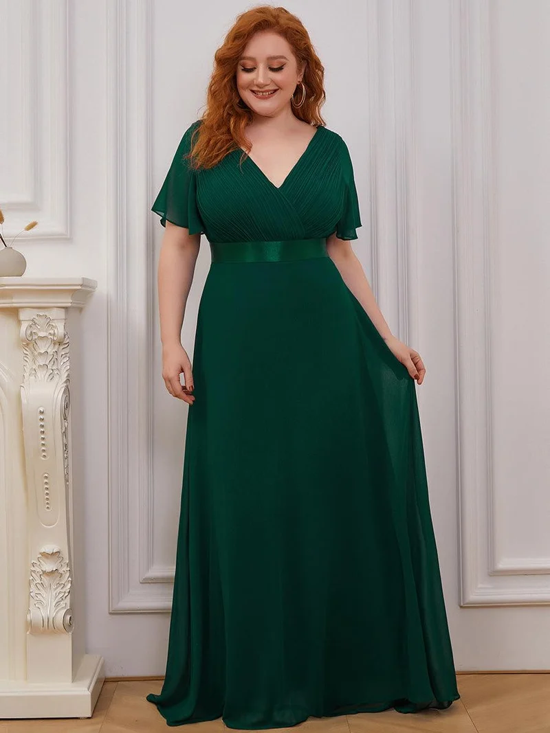 pretty MONICA|Robe demoiselle d'honneur grande taille empire avec manches flottantes